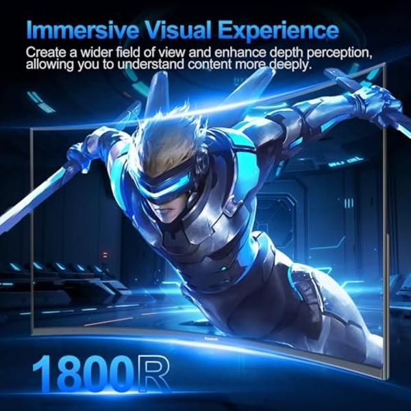 Gawfolk 27 inch Curved Gaming Monitor,144Hz/180Hz PC Monitor Full HD 1080P, Frameless 1800R Computer Display with FreeSync & Eye-Care Technology, Wall Mountable, DP, HDMI Port (Bla