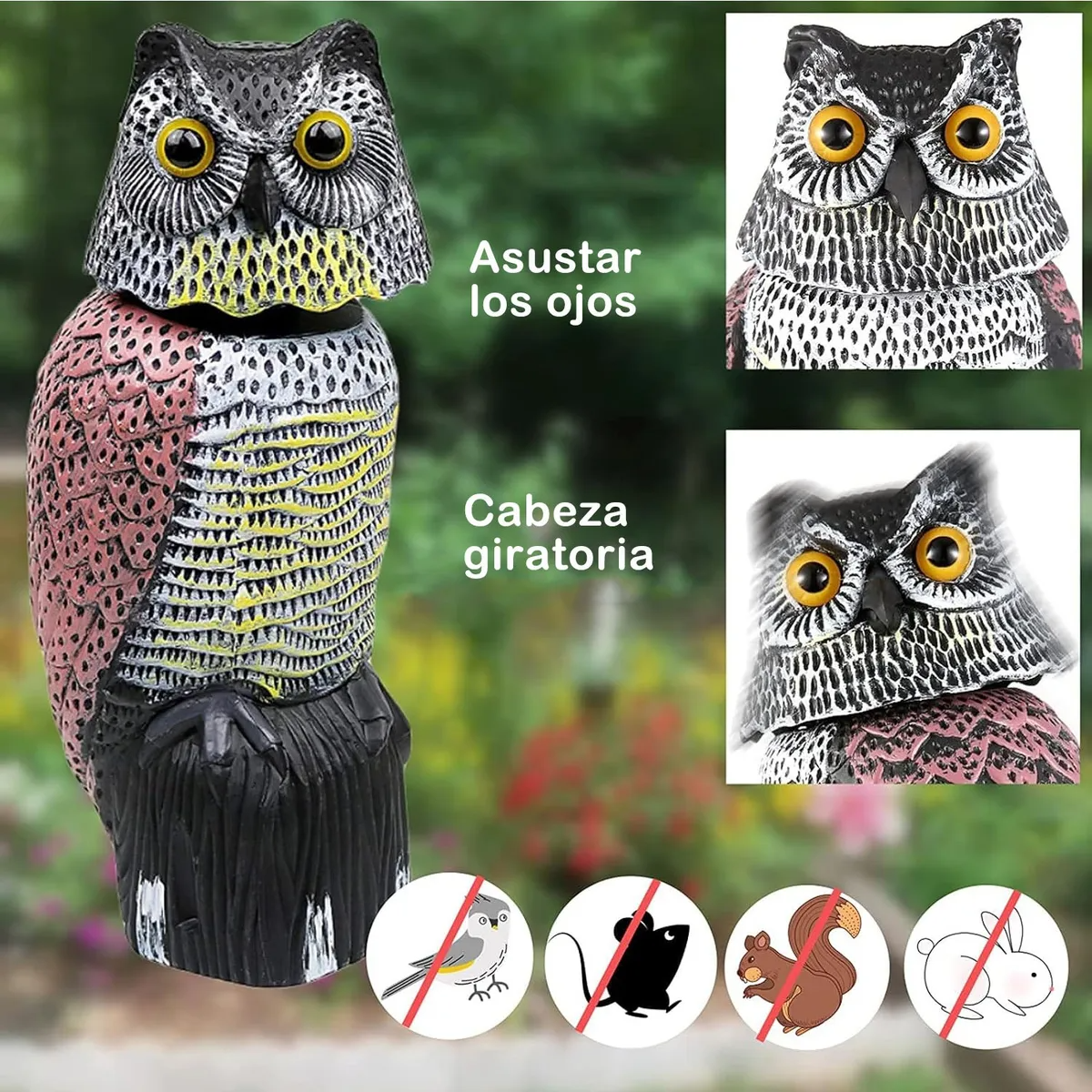 Búho Espantapájaros Con Cabeza Móvil Estatua De Búho