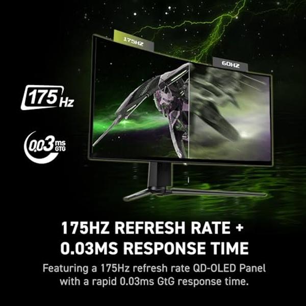 MSI MAG 341CQP QD-OLED 34" 21:9 UWQHD 175Hz Curved OLED HDR Gaming Monitor, Metallic Black