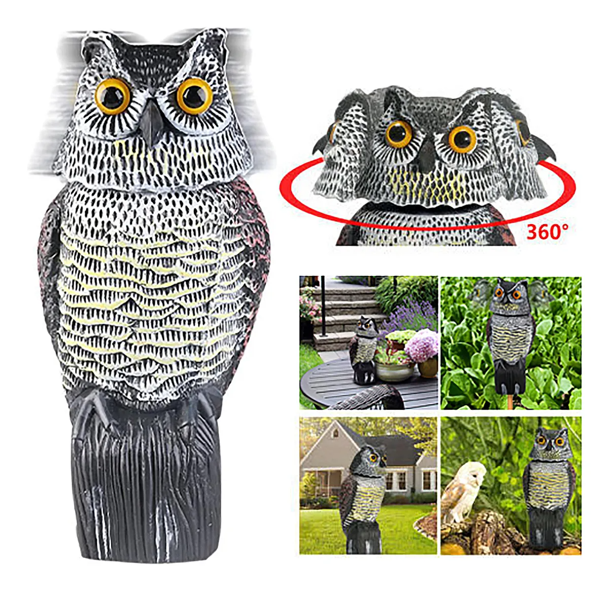 Búho Espantapájaros Con Cabeza Móvil Estatua De Búho