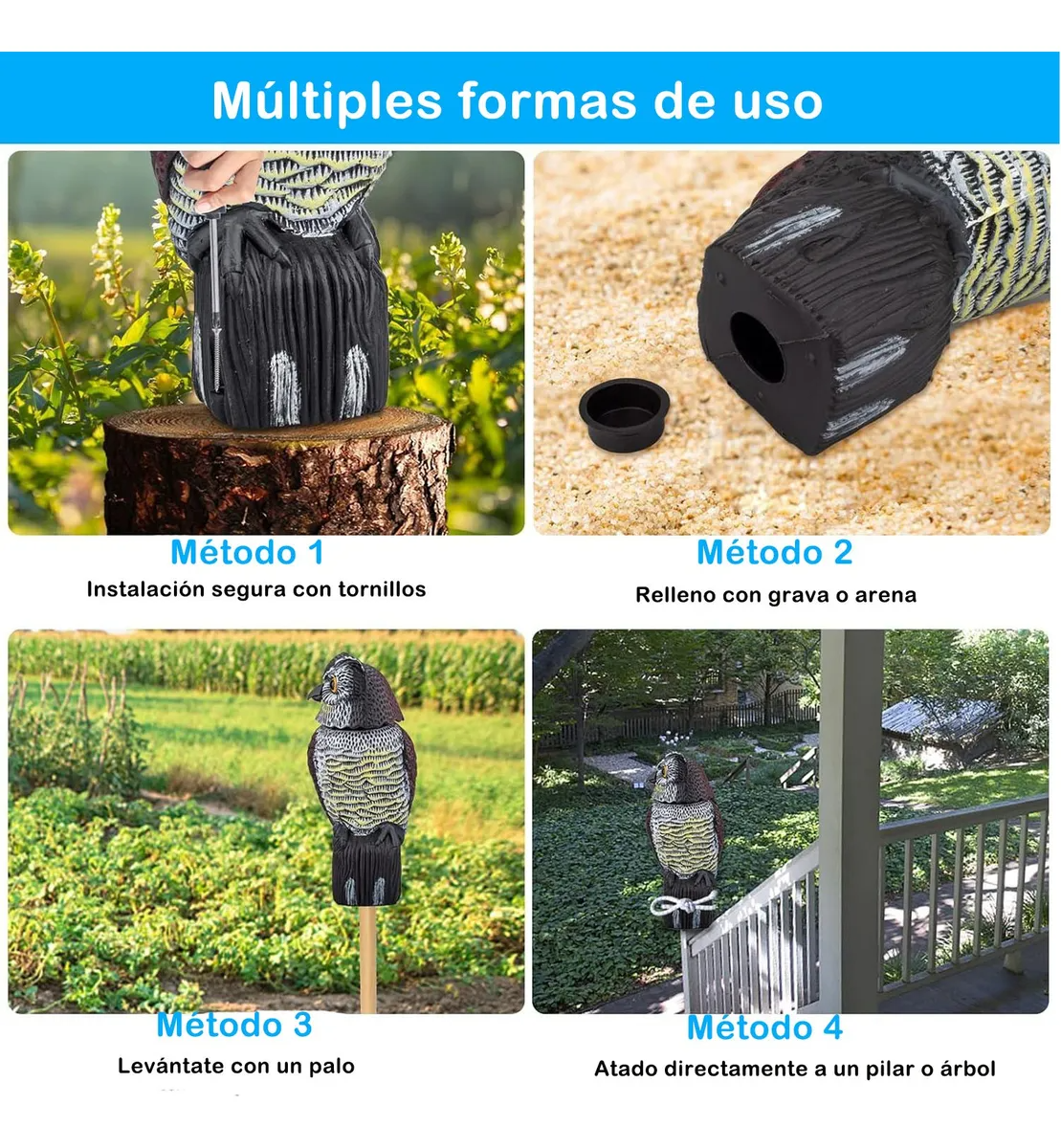 Búho Espantapájaros Con Cabeza Móvil Estatua De Búho