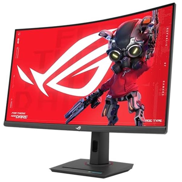 ASUS ROG Strix 32” 1440P USB-C Curved HDR Gaming Monitor (XG32WCS) - QHD, 180Hz, 1ms, Fast VA, Extreme Low Motion Blur Sync, FreeSync, DisplayWidget, Tripod Socket, AI Technology, 