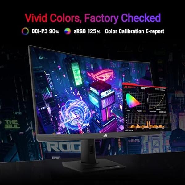 ASUS ROG Strix 32” 1440P USB-C Curved HDR Gaming Monitor (XG32WCS) - QHD, 180Hz, 1ms, Fast VA, Extreme Low Motion Blur Sync, FreeSync, DisplayWidget, Tripod Socket, AI Technology, 