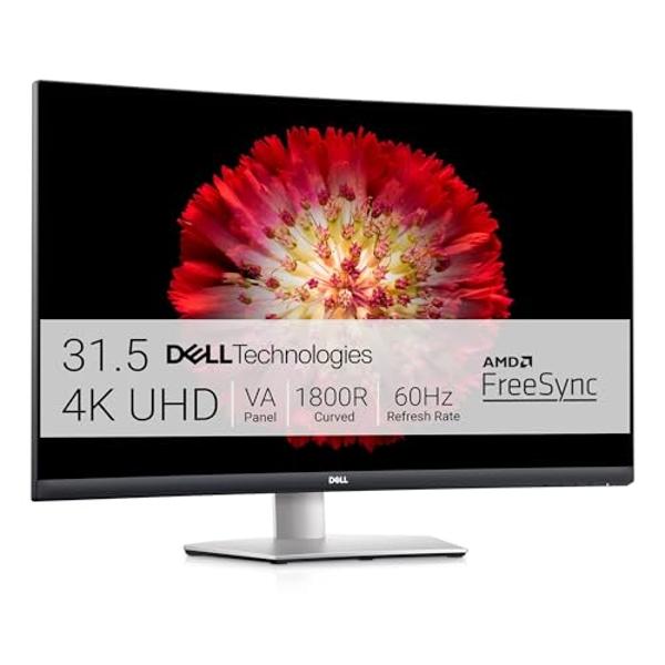 Dell S3221QS 32 Inch Curved 4K UHD (3840 x 2160), VA Ultra-Thin Bezel Monitor, 60Hz, 4MS Response Time, 90% DCI-P3, 99% sRGB, AMD FreeSync, HDMI, DisplayPort, Built in Speakers, VE