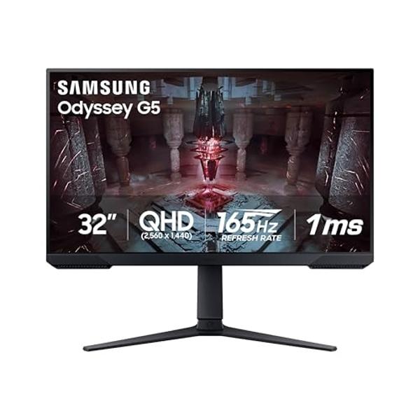 SAMSUNG 27-Inch Odyssey G51C Series QHD Gaming Monitor, 165Hz, 1ms, VESA Display HDR10, AMD FreeSync Premium, Black Equalizer, Virtual Aim Point, LS27CG512ENXZA, 2023