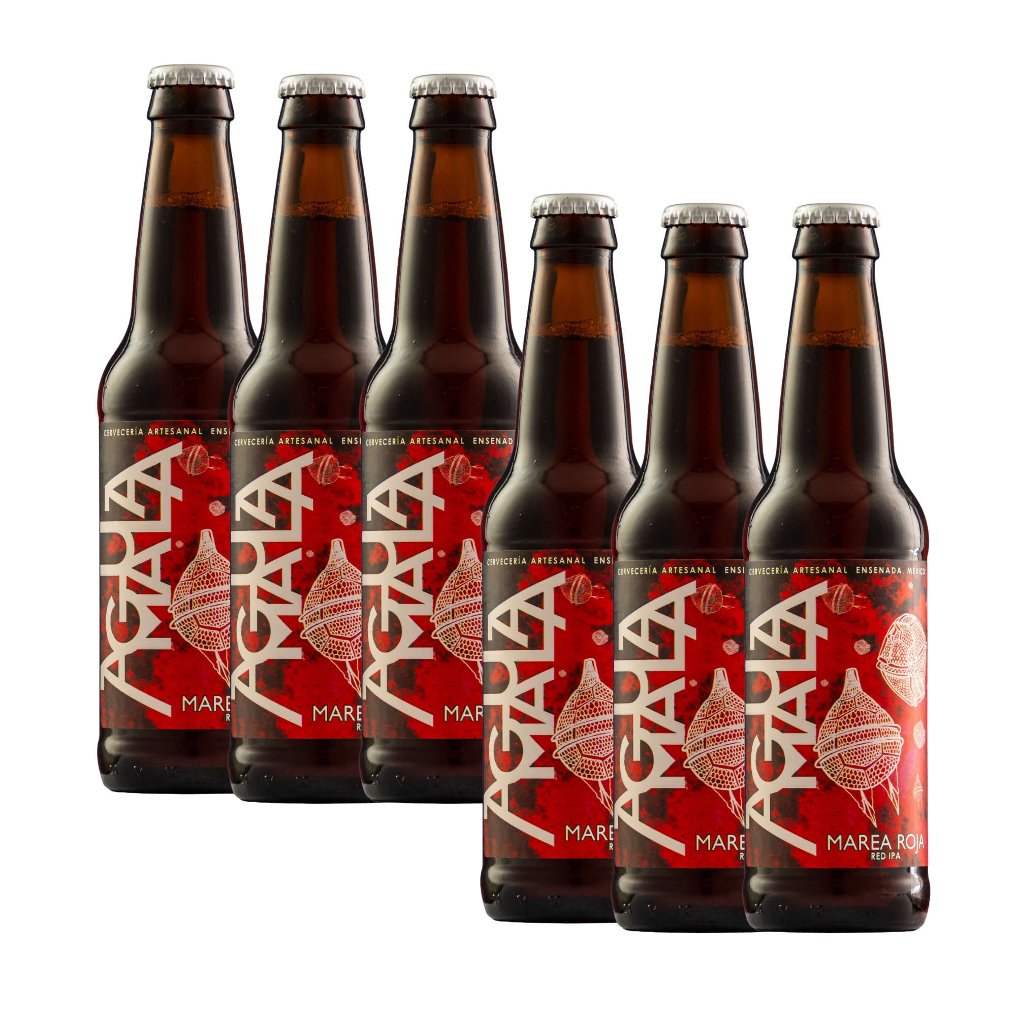 Six Pack Cerveza Artesanal Agua Mala Marea Roja Red Ipa 355 Ml