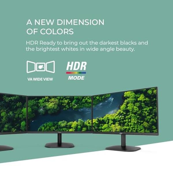 AOC 27B2H2 27” Frameless IPS Monitor, FHD 1920x1080, 100Hz, 101% sRGB, for Home and Office, HDMI x2, Low Blue Mode, VESA Compatible, Black