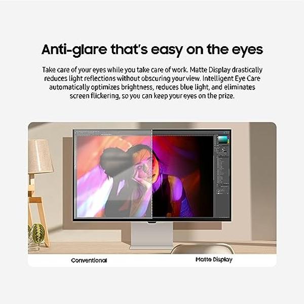 SAMSUNG 27" ViewFinity S9 Series 5K Computer Monitor, Thunderbolt 4, DisplayPort, Matte Display, 4K Slimfit-Camera, Slim Metal Design, AirPlay, Smart-TV Apps, Gaming Hub, LS27C900P
