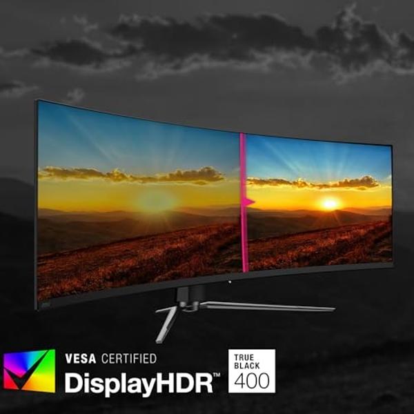 MSI MPG 491CQP QD-OLED 49" 32:9 DQHD 144Hz Curved OLED HDR Gaming Monitor, Metallic Black