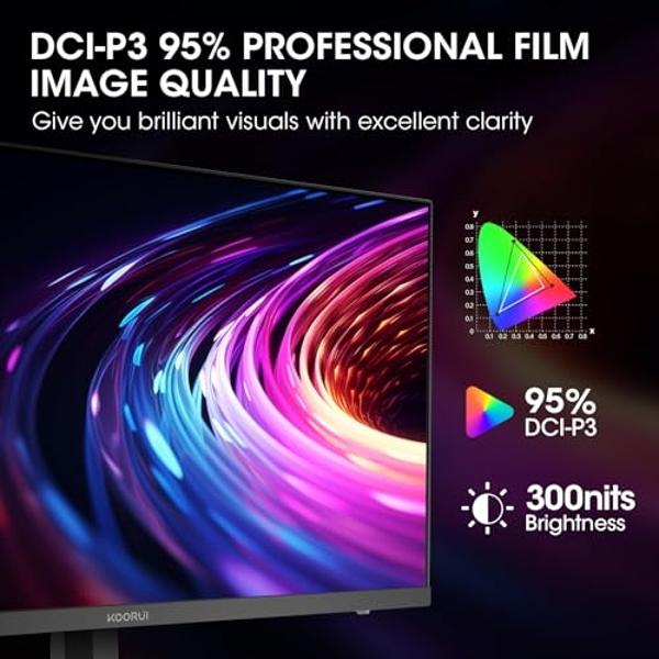 KOORUI 27” WQHD (2560 x 1440p) Gaming Monitor 170Hz (Supports 144Hz), 1ms Fast IPS, HDR 10, DCI-P3 95% Color Gamut, FreeSync Premium, Adaptive G-Sync, HDMI x 2, DisplayPort, Black