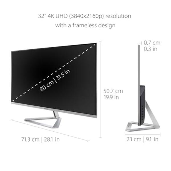 ViewSonic VX3276-4K-MHD 32 Inch 4K UHD Monitor with Ultra-Thin Bezels, HDR10 HDMI and DisplayPort for Home and Office