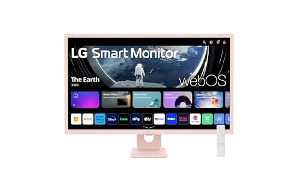 LG 32SR50F-P Smart Monitor 32-Inch FHD (1920x1080) IPS Display, webOS 23, HDR 10, x2 Built-in Speakers, AirPlay 2, Screen Share, Bluetooth, ThinQ App, Remote Control, Pink