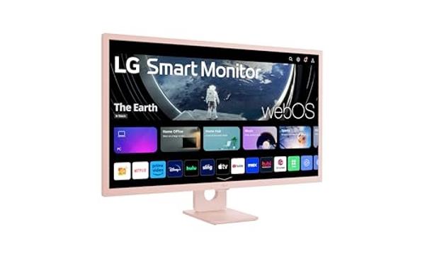 LG 32SR50F-P Smart Monitor 32-Inch FHD (1920x1080) IPS Display, webOS 23, HDR 10, x2 Built-in Speakers, AirPlay 2, Screen Share, Bluetooth, ThinQ App, Remote Control, Pink