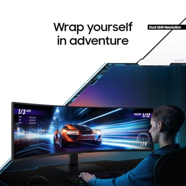 SAMSUNG 49" Odyssey G9 (G95C) Series DQHD 1000R Curved Gaming Monitor, 240Hz, 1ms(GtG), DisplayHDR 1000, AMD FreeSync Premium Pro, Eye Saver Mode, Auto Source Switch+, LS49CG950ENX