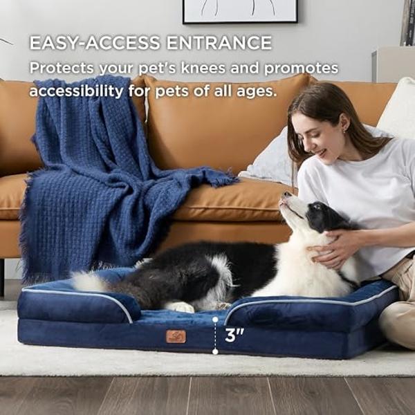 Bedsure XXL Orthopedic Dog Bed - Washable Great Dane Dog Sofa Beds for Giant Dogs, Supportive Foam Pet Couch Bed with Removable Washable Cover, Waterproof Lining and Nonskid Bottom