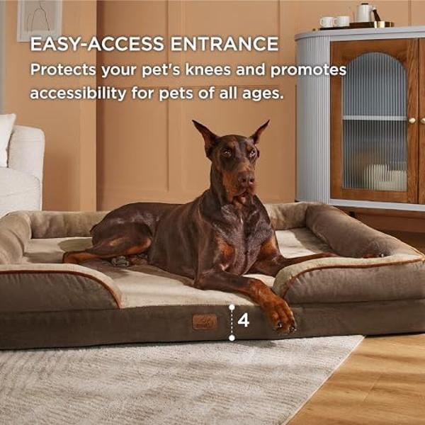 Bedsure XXL Orthopedic Dog Bed - Washable Great Dane Dog Sofa Beds for Giant Dogs, Supportive Foam Pet Couch Bed with Removable Washable Cover, Waterproof Lining and Nonskid Bottom