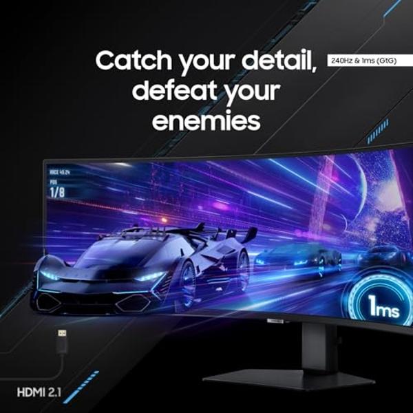 SAMSUNG 49" Odyssey G9 (G95C) Series DQHD 1000R Curved Gaming Monitor, 240Hz, 1ms(GtG), DisplayHDR 1000, AMD FreeSync Premium Pro, Eye Saver Mode, Auto Source Switch+, LS49CG950ENX