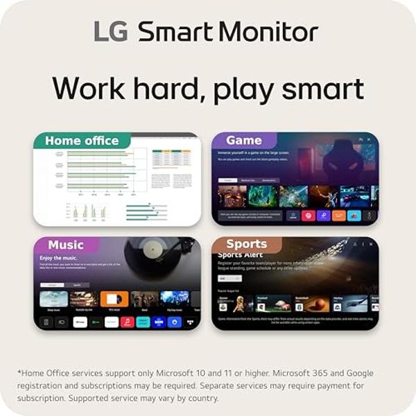 LG 32SR50F-P Smart Monitor 32-Inch FHD (1920x1080) IPS Display, webOS 23, HDR 10, x2 Built-in Speakers, AirPlay 2, Screen Share, Bluetooth, ThinQ App, Remote Control, Pink