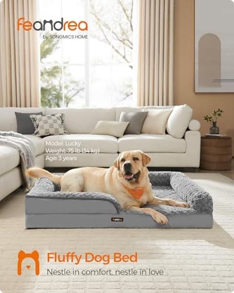 Mewoo Dog Couch, Small Dog Bed with Removable Washable Cover, Cute Cat Couch for Pets, Cat Beds for Indoor Cats with Anti-Slip Bottom (Grey)