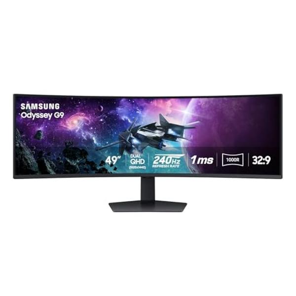 SAMSUNG 49" Odyssey G9 (G95C) Series DQHD 1000R Curved Gaming Monitor, 240Hz, 1ms(GtG), DisplayHDR 1000, AMD FreeSync Premium Pro, Eye Saver Mode, Auto Source Switch+, LS49CG950ENX
