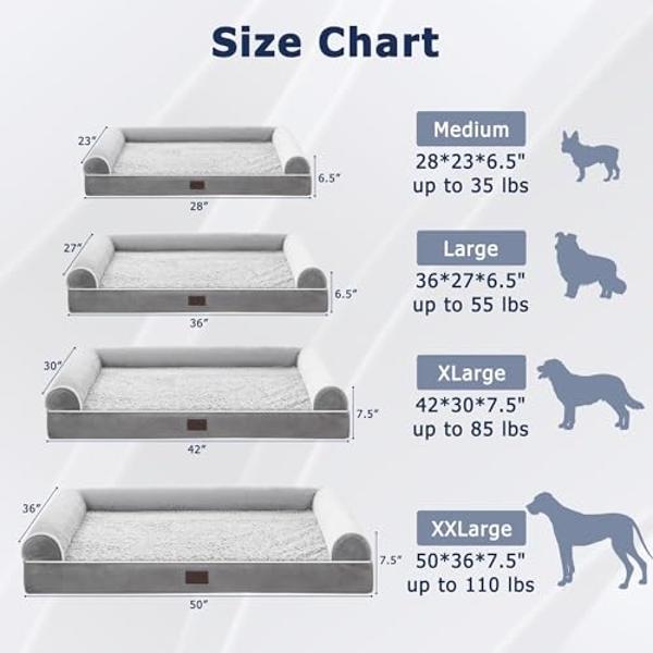 Mewoo Dog Couch, Small Dog Bed with Removable Washable Cover, Cute Cat Couch for Pets, Cat Beds for Indoor Cats with Anti-Slip Bottom (Grey)