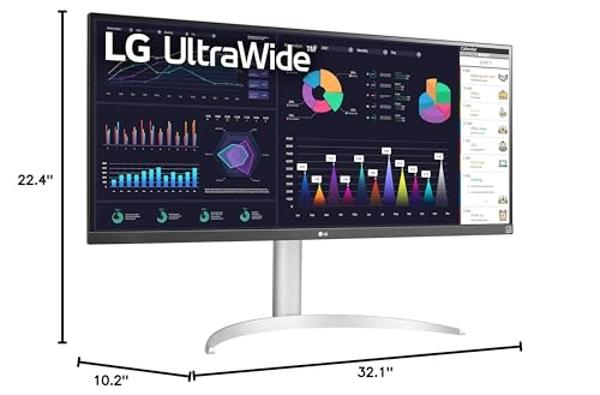 LG 34WQ650-W 34 Inch 21:9 UltraWide Full HD (2560 x 1080) 100Hz IPS Monitor, 100Hz Refresh Rate with RGB 99% Color Gamut, VESA DisplayHDR 400, USB Type-C, AMD FreeSync, Tilt/Height