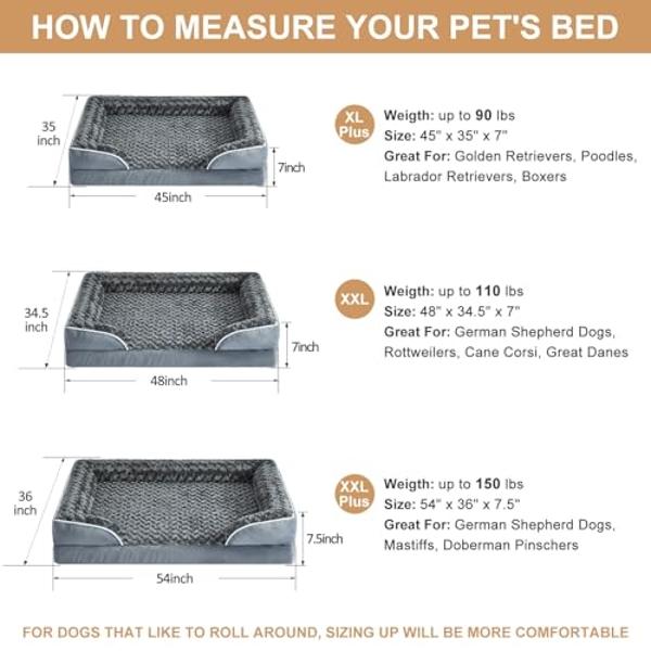 WNPETHOME Waterproof Dog Bed for Jumbo Dogs - Outline XXL Dog Bed with Washable Cover, Non-Slip Base for Sleeping