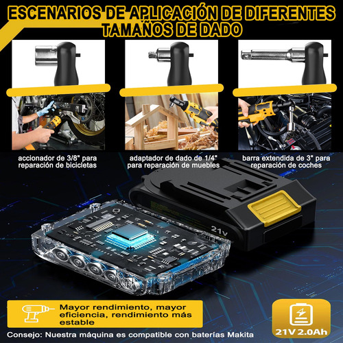 Llave De Trinquete Impacto Eléctrica,matraca Pistola 3/8+1/4