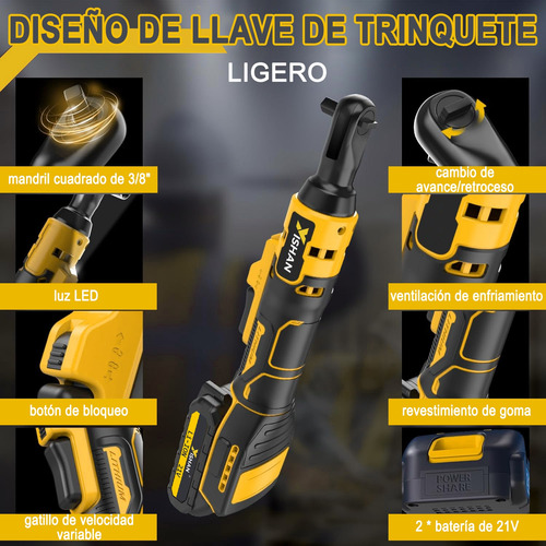 Llave De Trinquete Impacto Eléctrica,matraca Pistola 3/8+1/4