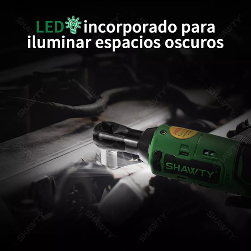 SHAWTY Llave de Impacto Inalambrico 3/8", Matraca Eléctricas 46N.m, Trinquete Electrico 2Ah Batería*2, Velocidad Regulable Sin Escalonamiento, Con 7 Vasos y Bolsa De Transporte