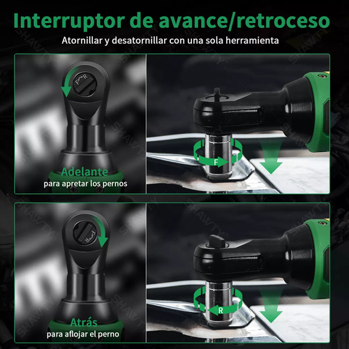 SHAWTY Llave de Impacto Inalambrico 3/8", Matraca Eléctricas 46N.m, Trinquete Electrico 2Ah Batería*2, Velocidad Regulable Sin Escalonamiento, Con 7 Vasos y Bolsa De Transporte