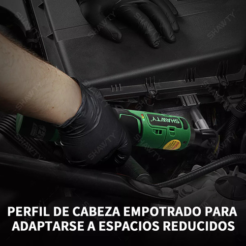 SHAWTY Llave de Impacto Inalambrico 3/8", Matraca Eléctricas 46N.m, Trinquete Electrico 2Ah Batería*2, Velocidad Regulable Sin Escalonamiento, Con 7 Vasos y Bolsa De Transporte