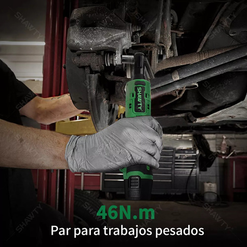 SHAWTY Llave de Impacto Inalambrico 3/8", Matraca Eléctricas 46N.m, Trinquete Electrico 2Ah Batería*2, Velocidad Regulable Sin Escalonamiento, Con 7 Vasos y Bolsa De Transporte