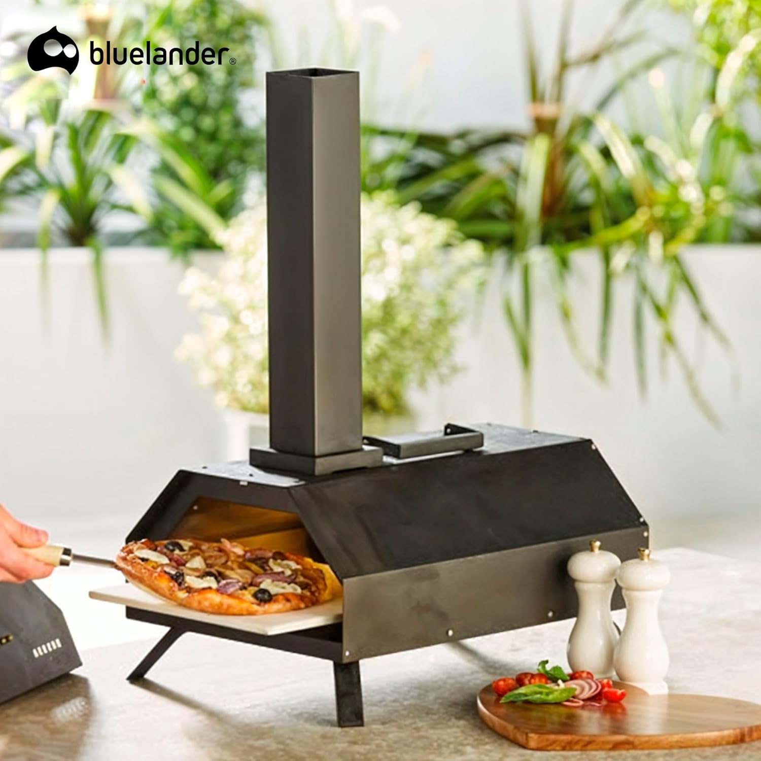 Horno para Pizza Portátil con Control de Temperatura, Patas Plegables, Temperatura Máxima 400 ºC, Bluelander 