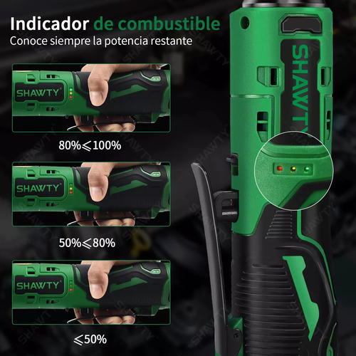 SHAWTY Llave de Impacto Inalambrico 3/8", Matraca Eléctricas 46N.m, Trinquete Electrico 2Ah Batería*2, Velocidad Regulable Sin Escalonamiento, Con 7 Vasos y Bolsa De Transporte