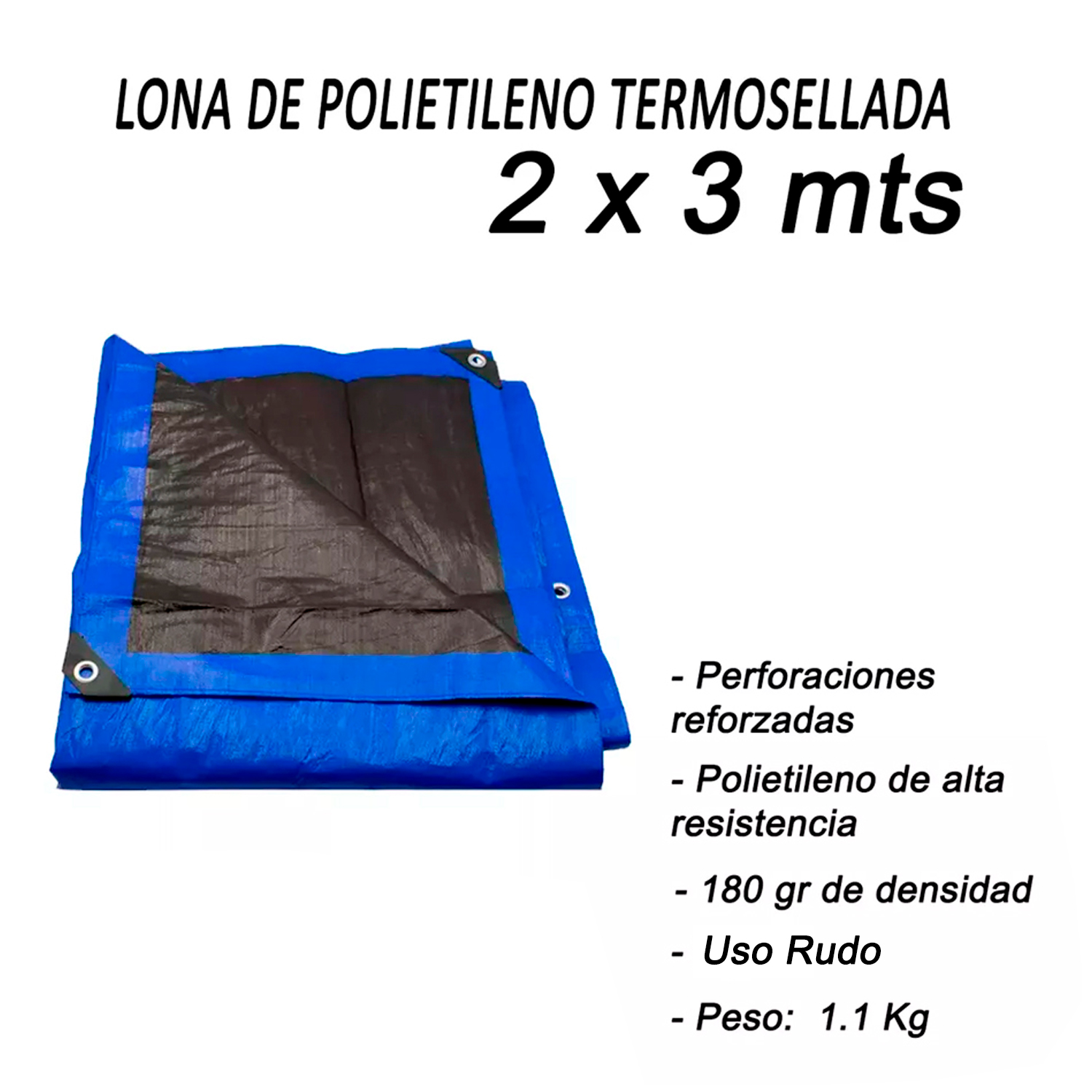 Lona De Polietileno Uso Super Rudo Azul/negro 180 Gr 2x3 M