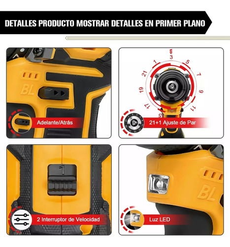 Taladro De Impacto Eléctrico Inalámbrico Con 2 baterías 16.8v Atornilladores Sin Cable Taladros Sin Escobillas Destornillador Inalambrico YISHAN V-850