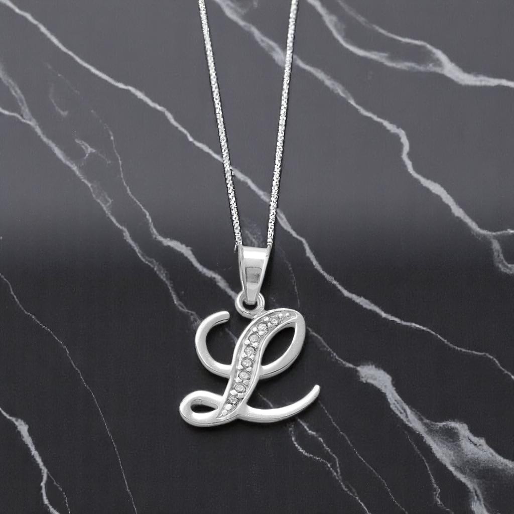 Dije Inicial Letra L en Plata .925 