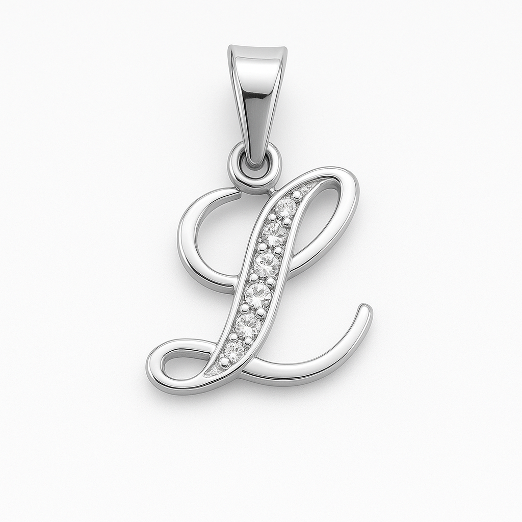 Dije Inicial Letra L en Plata .925 