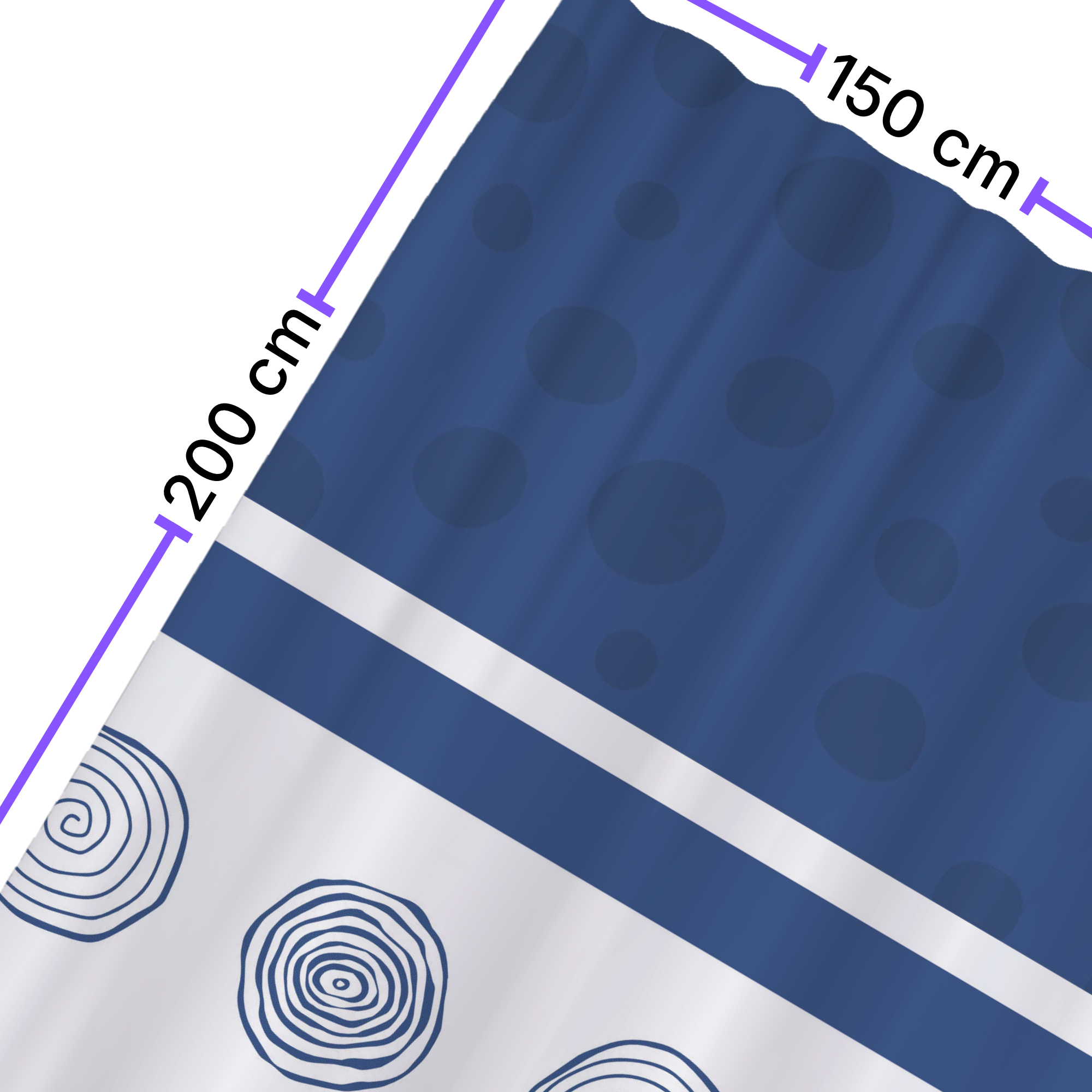 Cortina de Baño Impermeable Grande con Diseño de Patron Remolinos para Regadera