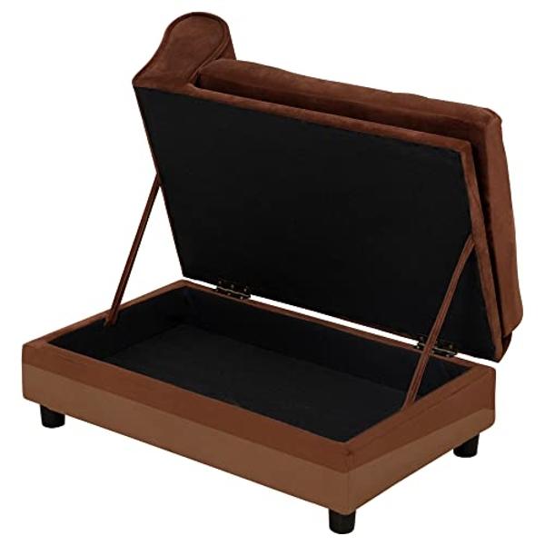 PawHut Luxury Fancy Dog Couch with Hidden Storage, Small Dog Sofa Bed with 2" Soft Foam, Modern Pet Furniture for Puppies & Little Breeds, Brown