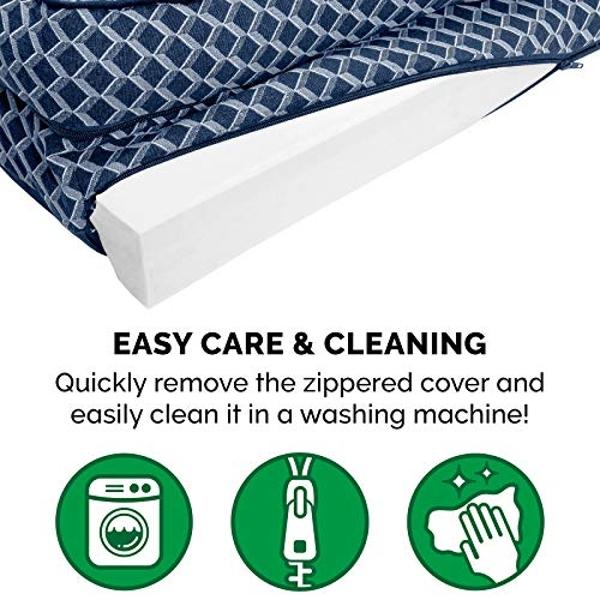 Furhaven Orthopedic Dog Bed for Large Dogs w/ Removable Bolsters & Washable Cover, For Dogs Up to 125 lbs - Plush & Woven Decor Comfy Couch Sofa - Diamond Blue, Jumbo Plus/XXL