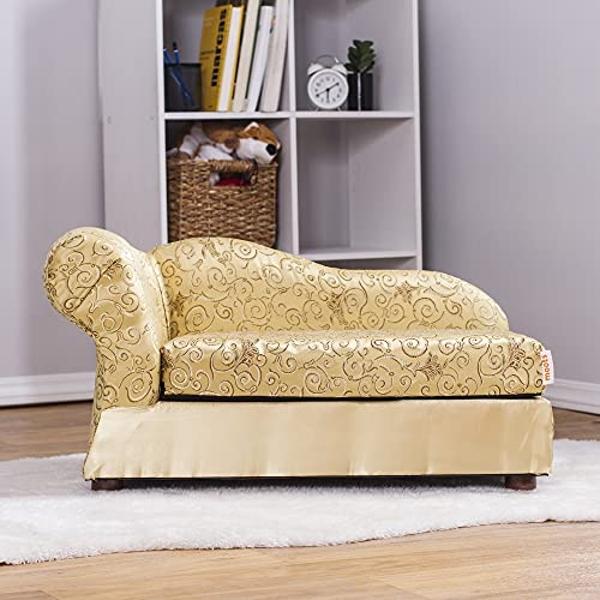 Moots Cleopatra Chaise Lounge Pet Bed, Metallic Gold, Medium, for Dogs and Cats All Medium and Small Breeds