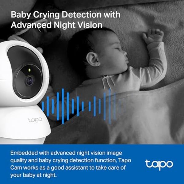 TP-Link Tapo 2K Pan/Tilt Security Camera for Baby Monitor, Dog Camera w/Motion Detection, 2-Way Audio, Siren, Night Vision, Cloud & SD Card Storage, Works with Alexa & Google Home,