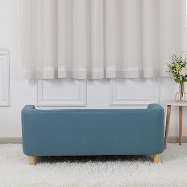 Dog Bed/Pet Sofa Bed Technology Cloth Cat Sofa Bed Sleeping Couch High Wood Leg Animal Bed Sofa (Blue)