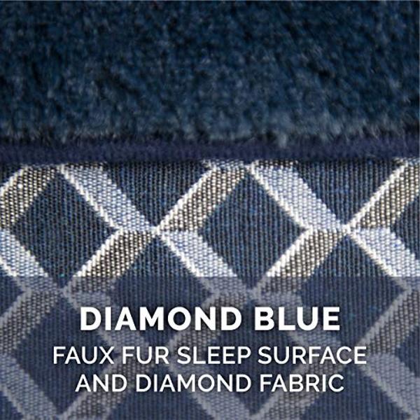 Furhaven Orthopedic Dog Bed for Large Dogs w/ Removable Bolsters & Washable Cover, For Dogs Up to 125 lbs - Plush & Woven Decor Comfy Couch Sofa - Diamond Blue, Jumbo Plus/XXL