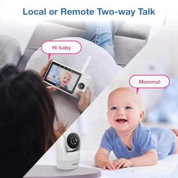 VTech Upgraded Smart WiFi Baby Monitor VM901, 5-inch 720p Display, 1080p Camera, HD NightVision, Fully Remote Pan Tilt Zoom, 2-Way Talk, Free Smart Phone App, Works with iOS, Andro