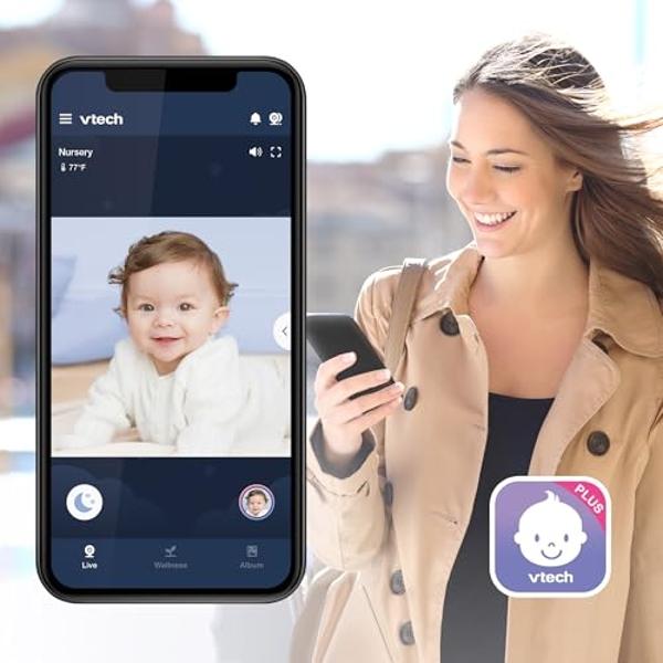 VTech Upgraded Smart WiFi Baby Monitor VM901, 5-inch 720p Display, 1080p Camera, HD NightVision, Fully Remote Pan Tilt Zoom, 2-Way Talk, Free Smart Phone App, Works with iOS, Andro
