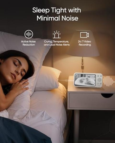 eufy Security Baby Monitor E20 with 2K HD Camera, 5'' 720p Display, Hybrid Wi-Fi & No Wi-Fi Connection, Pan-Tilt, 4X Zoom, Portable Camera with Built-in Battery, 24/7 Recording in 