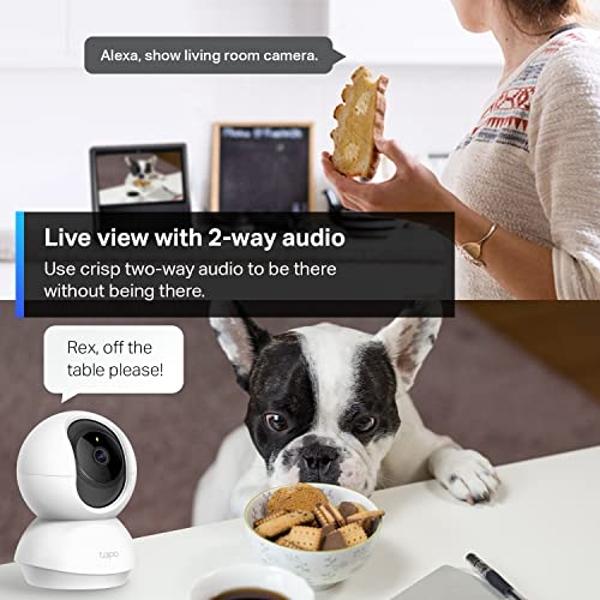 TP-Link Tapo 2K Pan/Tilt Security Camera for Baby Monitor, Pet Camera w/ Motion Detection and Tracking, 2-Way Audio, Night Vision, Cloud & SD Card Storage, Works w/ Alexa & Google 